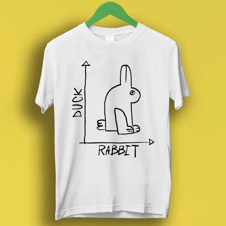 Rabbit Duck Drawing Meme Gift Funny Tee Style Unisex Gamer Cult Music T Shir