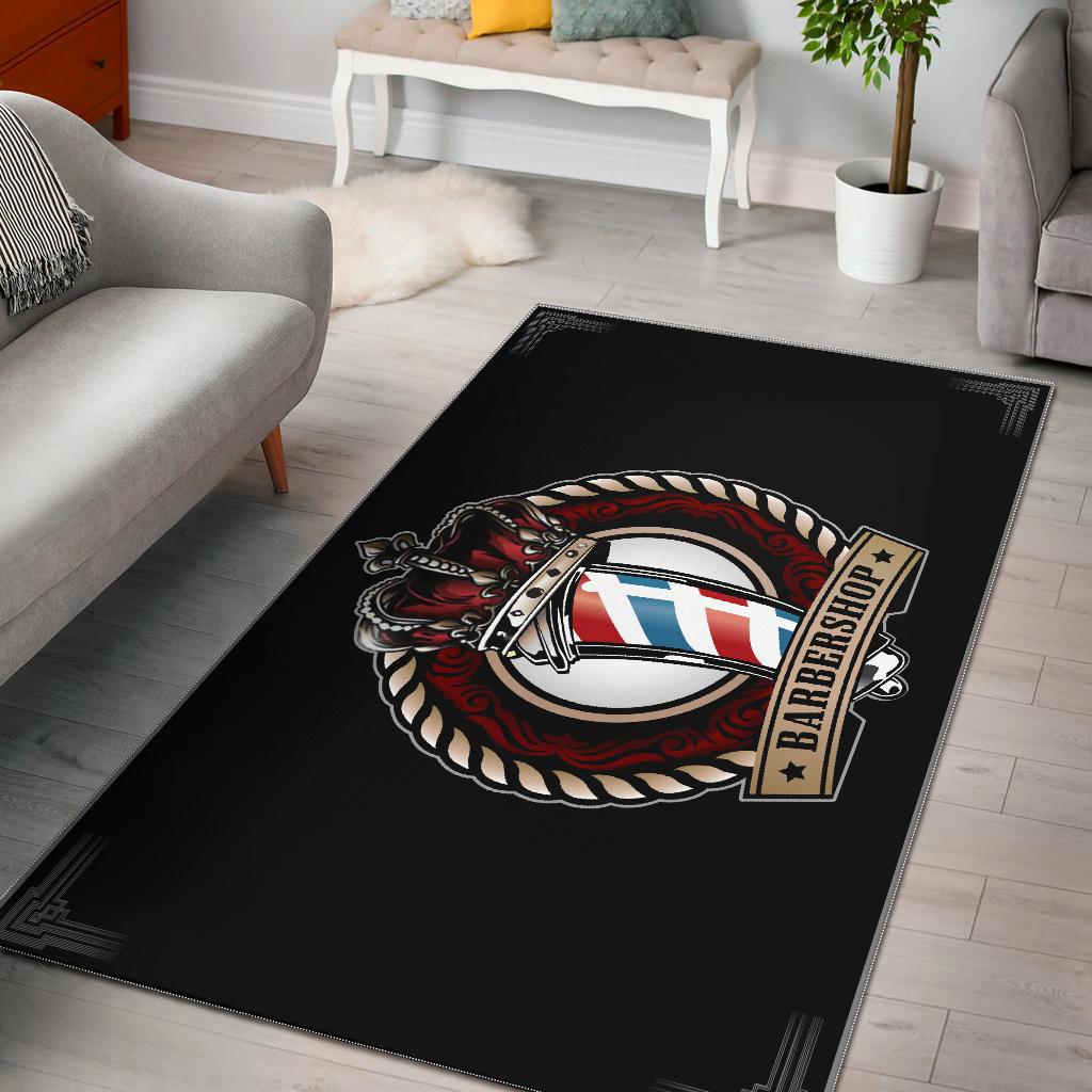 Barber Shop Area Rug Black King Barber Pole