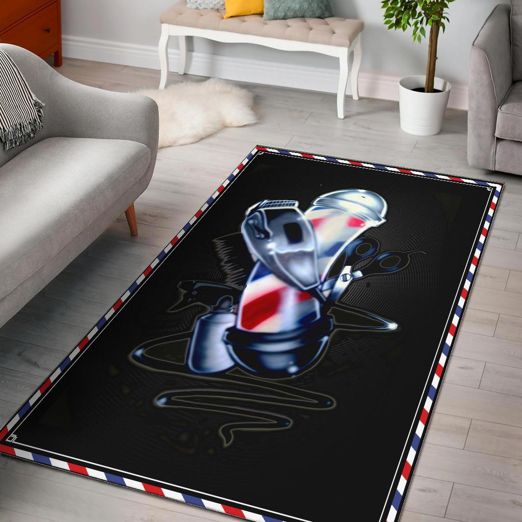 Basic Barber Pole Rug Black